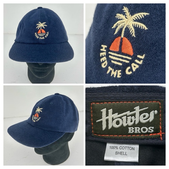 Howler Brothers Other - Howler Brothers NWT StrapBack Hat Sunset Palm Navy Blue‎ Terry Cloth Beach NEW